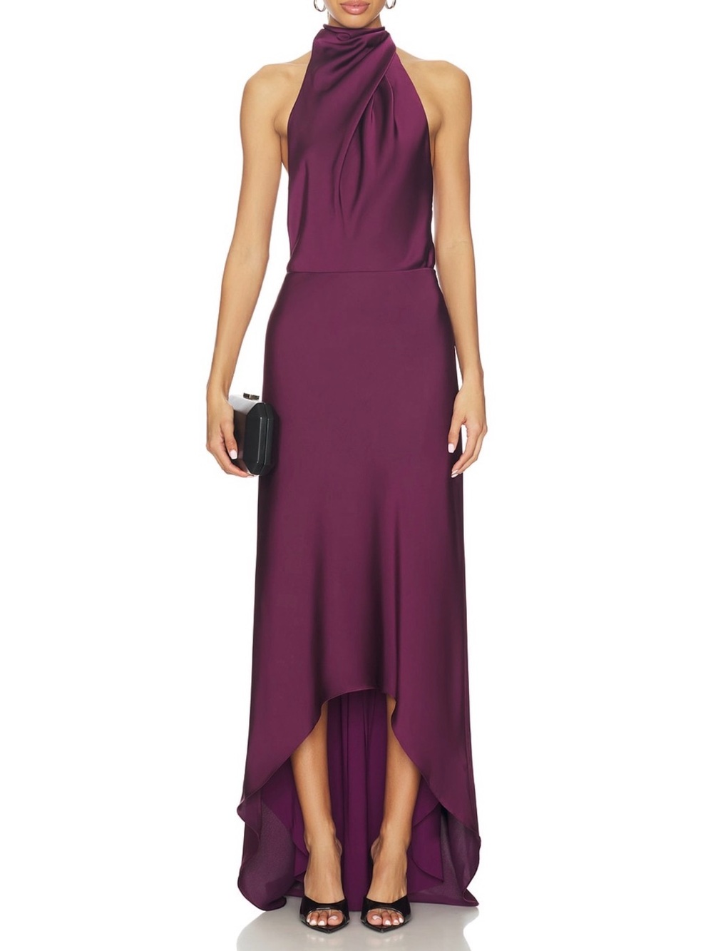 NBD Plum Halter-High Low Backless Evening Gown